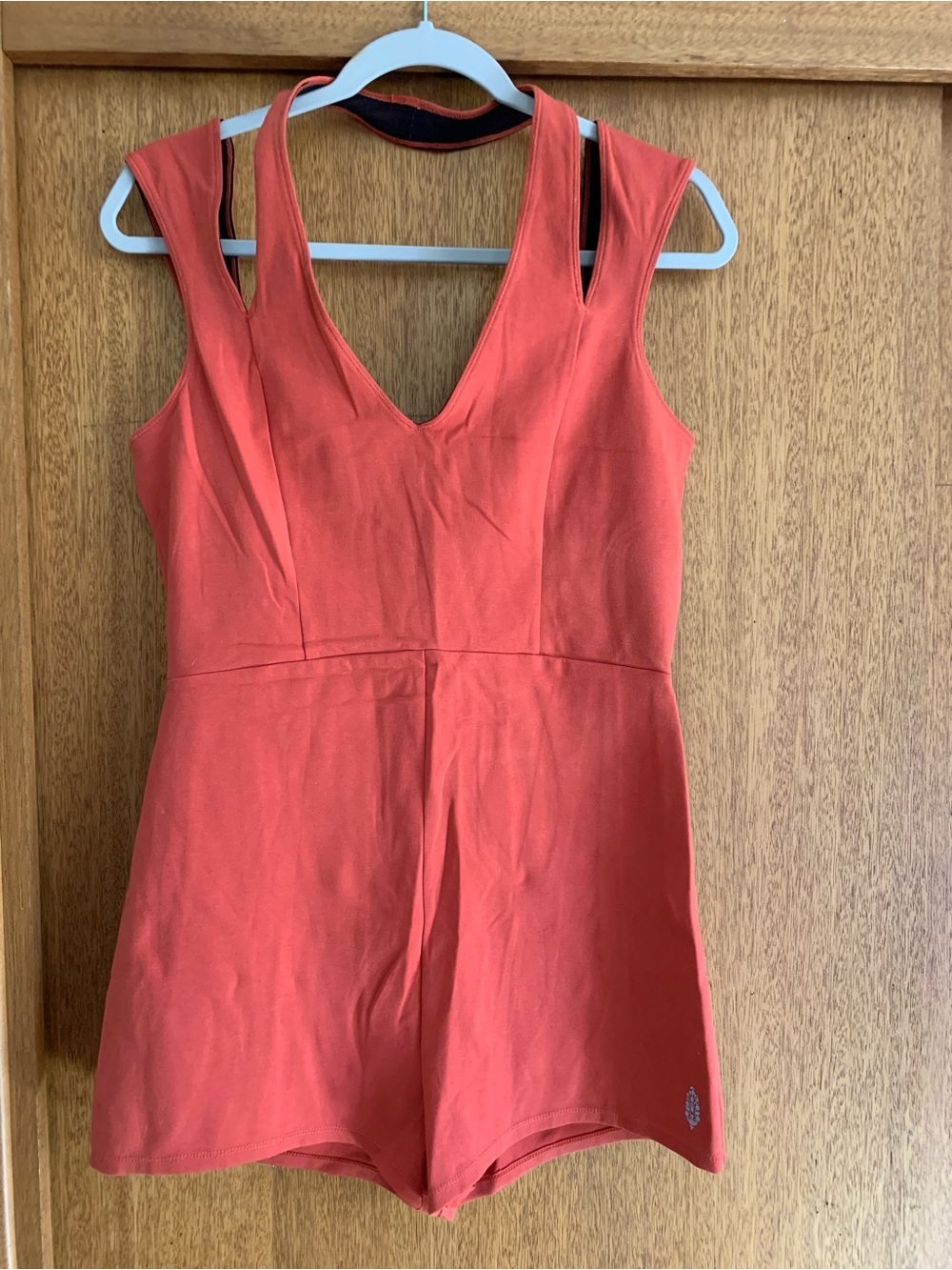 FP Movement by Free People Red V-Neck Sleeveless Romper
